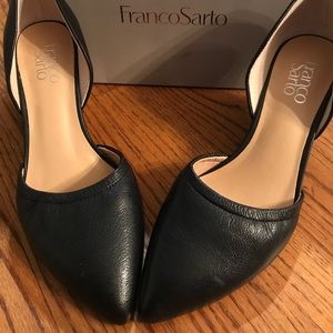 NWT Franco Sarto Black Leather Wedges